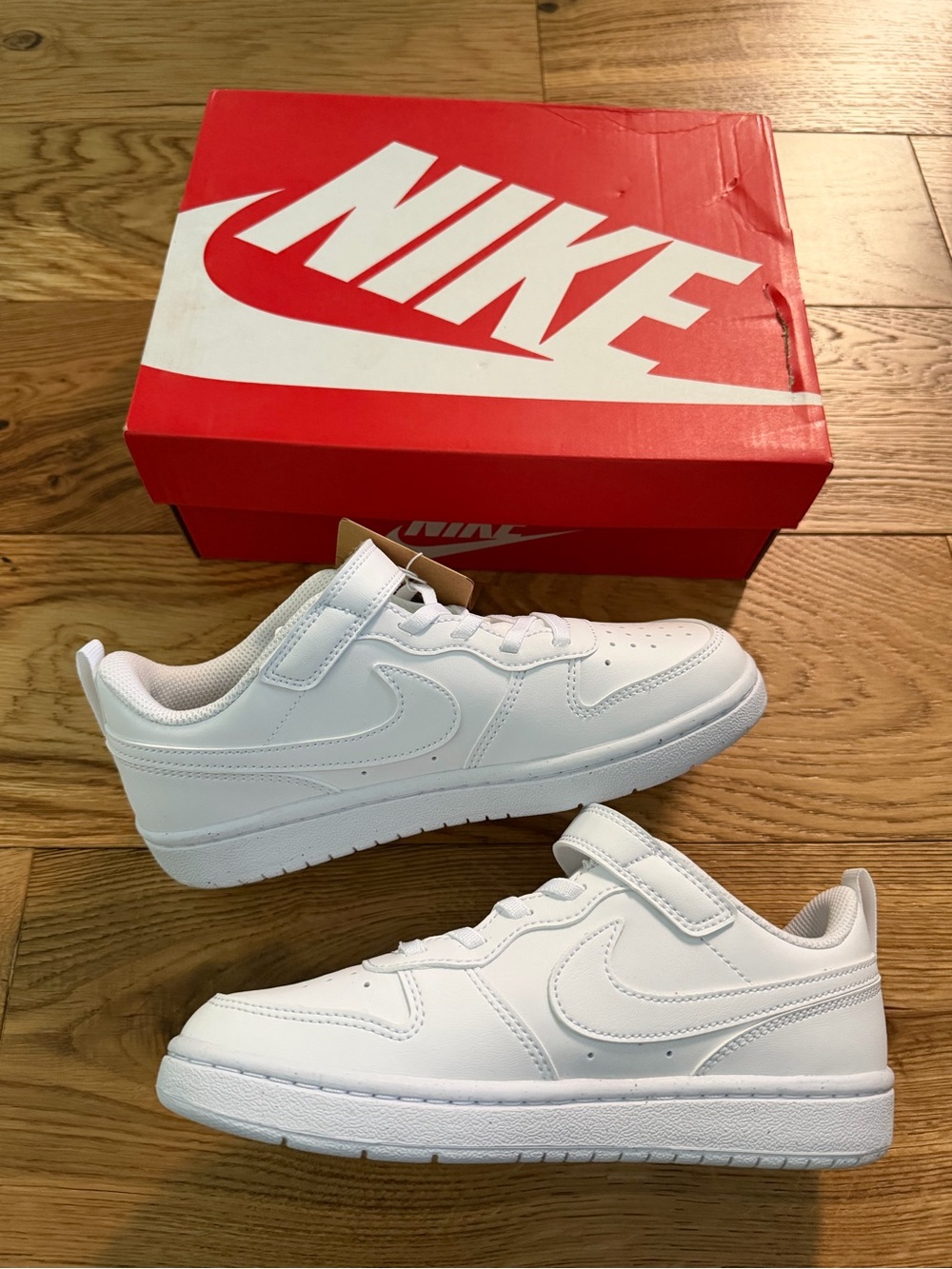 NWT Nike Court Borough Low Recraft Kids Triple White (Size 2Y)